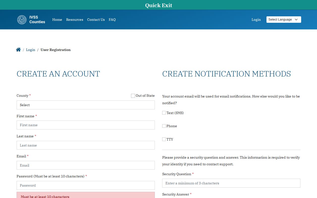 Montgomery County VINE release alert account registration